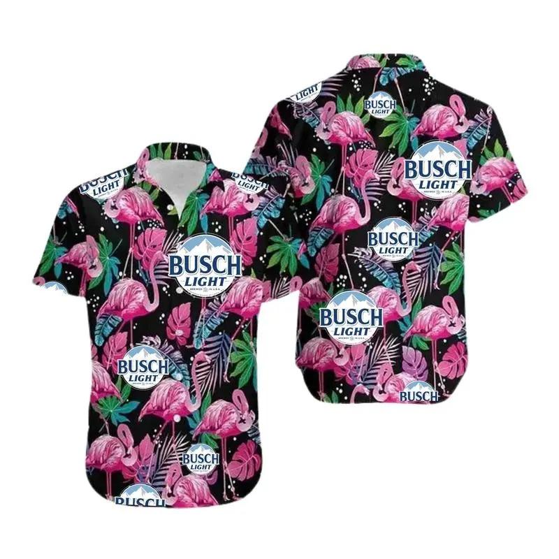 Flamingo Beer Hawaiian Shirt, Beer Style Tropical Short Sleeve Shirt, Summer Aloha Button Down Shirt, Gift for Him or Her