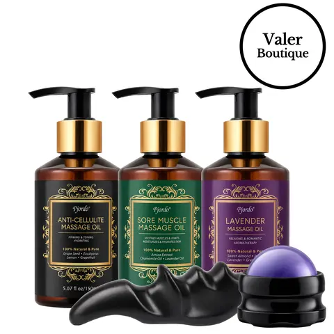 Pjordo-3 Pack Massage Oil for Relaxation -100% Natural & Organic Ingredients - Body Care & Skin Care