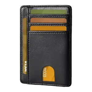 Slim RFID Blocking Wallet for Men – Minimalist Leather Credit Card Holder, Thin Front Pocket Wallet for Men & Women – Black Travel Bifold - perfect for father's day