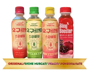 Bling Booster Sparkling Yogurt 4pack Original Shine Muscat Peach & Pomegranate Probiotic Rich Low Calorie Korean Drinks