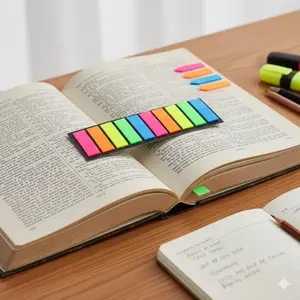 Waterproof Fluorescent Index Tabs, 200 Sheets Removable Bookmark Sticky Notes for Study Review Exam Prep, Colorful Office Planner Organizer Tools for Notes & Decor