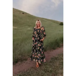 THE ELEANOR DRESS IN BLACK FLORAL BY PINK DESERT