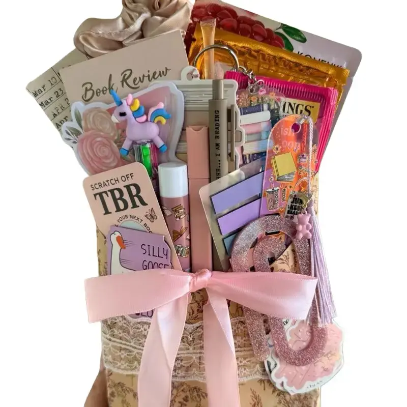 Deluxe Blind Date with a Book Bundle Set - Literature & Art Genre, Includes Decorative Sticker, Highlighter, Charm, Key Chain, Sticky Notes, Mini Notebook (Choose Your Book and Colors)