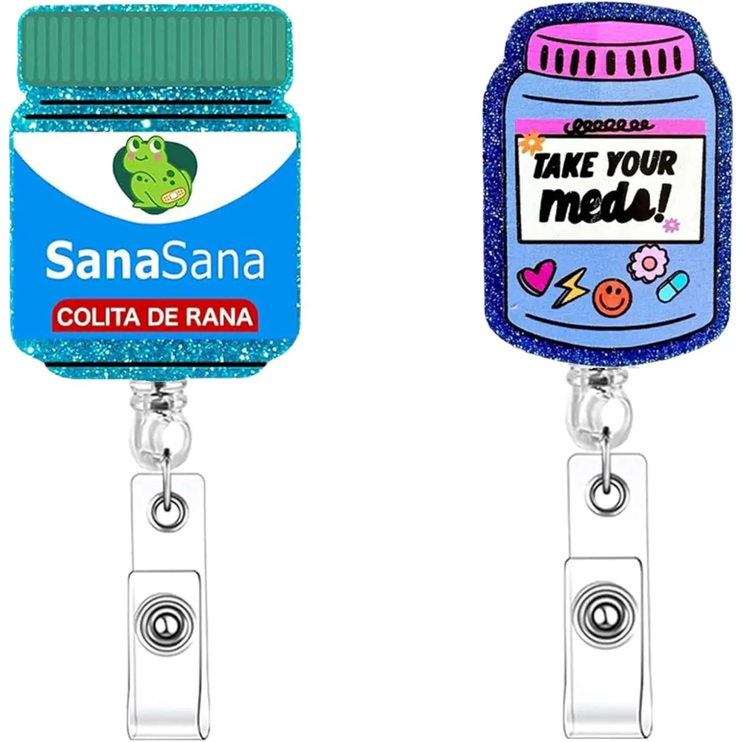 2 count  Badge Reels Funny Badge reels Cute Retractable Badge Holders Nurse Badge Reels  Student Teacher  RN  Assistant Work Office  Clip-(Mixed) ()