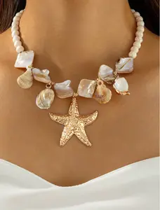 Boho Starfish & Shell Necklace Set – Resin Beach Jewelry