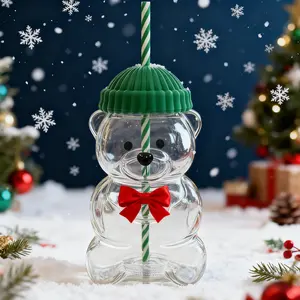 New Bear Straw Cup Cute Bear Glass Cup With Straw 2025 Coffee Mugs Glass Bears Cups Coffee Beers Milk Cup Drinks Glassware Christmas Gift Bottles Drinkware Stylish Tumblers The Same Product As Starbucks Cartoon Pattern Drinking Animal Costume Set for Doll