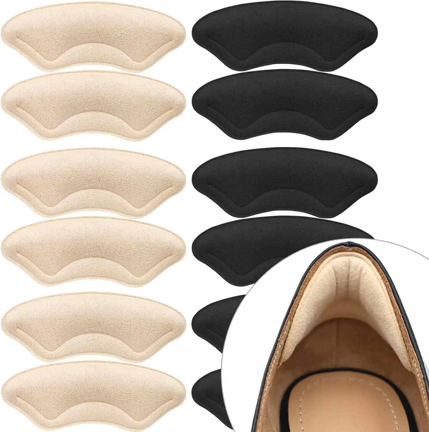 6 Pairs Heel Cushions, Comfortable Grips for Large Shoes, Loose Blisters and Pain, Protectors