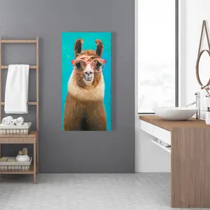 360 Stand Adorable Llama Animal Image Wall Art Print - 24x48 in Vibrant Turquoise Home Decor, Bedroom Decor, Ideal Home Supplies Gift, Artistic, Artwork