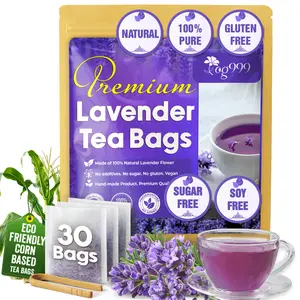 【FreshDrinkUS】 Lavender Flower Tea, 30 count, 100% Natural & Pure from Lavender Flowers. Loose Flower Lavender Herbal Tea. Lavender Flower Tea Bags. Biodegradable Tea Bags, No Sugar, No Caffeine, No Gluten, Vegan. Beverage