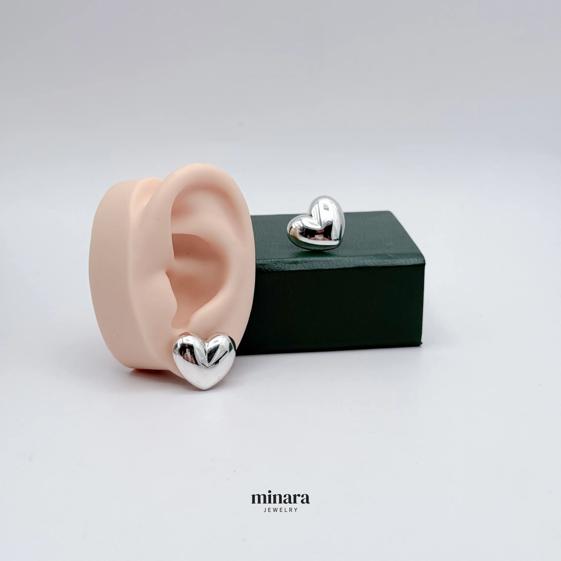 MINARA 950 Silver LIDIA Heart Earring. Large Earring