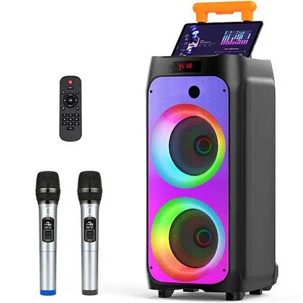 JYX T8 500W Karaoke Machine with 2 Wireless Microphones