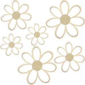 6 Pcs Daisy Wall Decor Wooden Daisy Wall Art Flowers Signs Hanging Plaque for Home Bedroom Farmhouse Bathroom Decorations Housewarming Gifts(Wood Color) Beauty & Personal Care Makeup