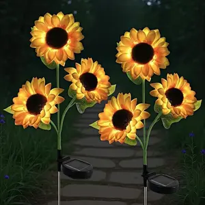 Solar Lights Outdoor Decor - Upgraded Solar Garden Lights with 8 Sunflower Lights Waterproof Auto ON/Off for Garden Patio Yard gift Solar Pathway Lights