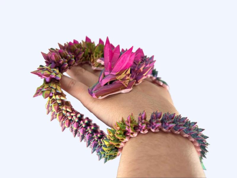 Rainbow Dream Crystal Dragon - Articulated 3d Print,  Fun Fantasy Dragon figurine great gift