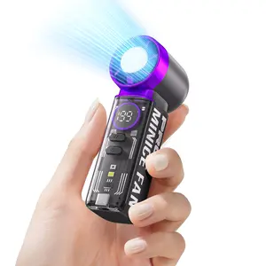 Mini Handheld Multifunctional Fan with Ice Cooling, USB-C Rechargeable Portable Turbo Fan with Flashlight, Mood Light, Pocket Design for Outdoor Activities, Travel, Beach, Gifts for Women, Men, Rechargeable Personal Fan