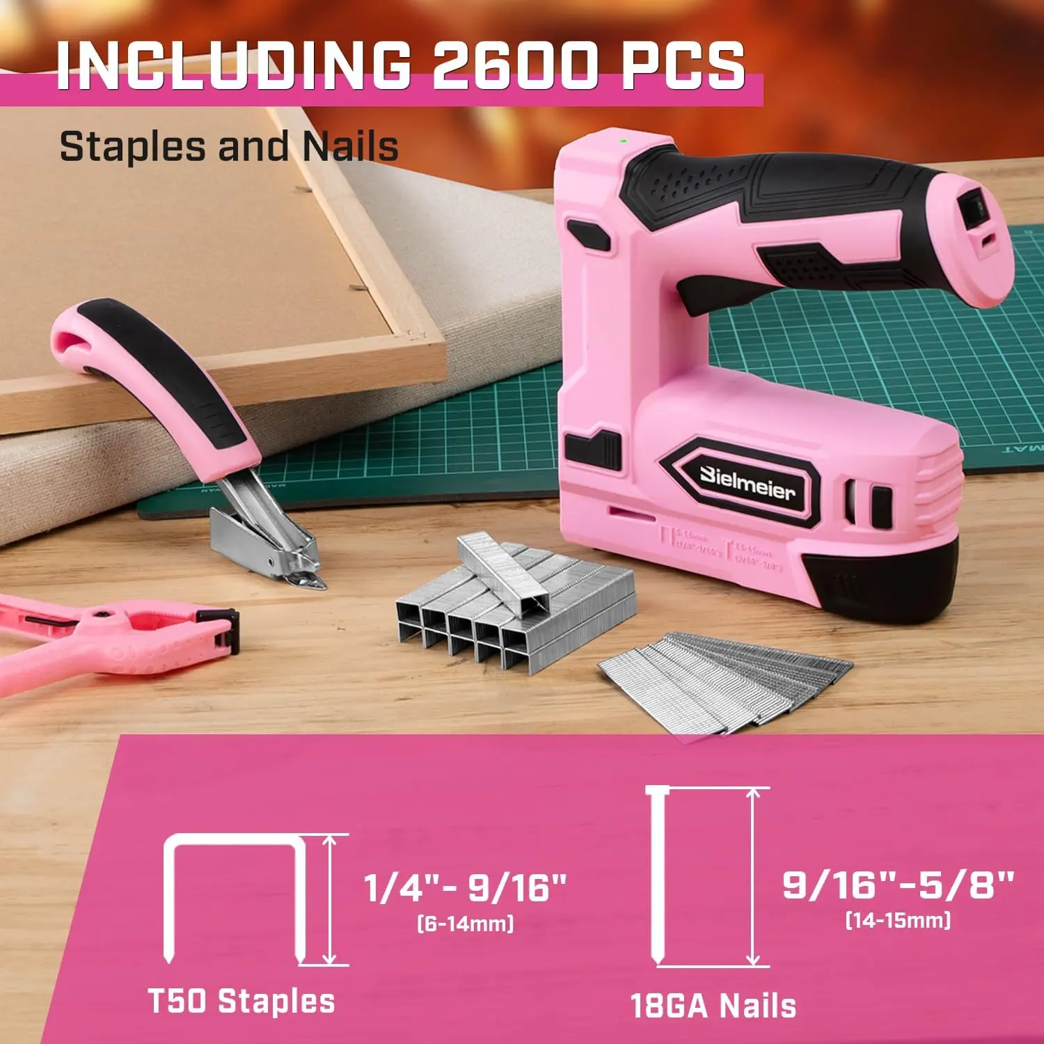 Portable 4V Cordless Power 2-in-1 Staple Gun & Nail Gun, Battery-Powered Brad Nailer Tacker with 2600 Pcs Staples & Nails for Upholstery, Wood DIY