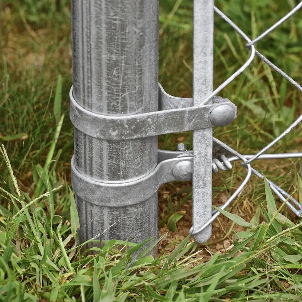 Galvanized Steel Chain Link Tension Band, Durable Steel Chain Link Fence Hardware, Rust-Resistant, Easy Install, Includes Required Bolt (25, 2-3/8")