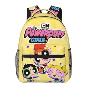 Fashion The Powerpuff Girls backpack with large capacity — The Powerpuff Girls daily commuter bag for outdoor hiking and business; cartoon casual The Powerpuff Girls merchandise laptop daypack/school bag for women, men, and gift giving