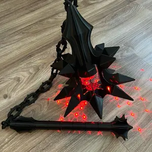 King of Witches Mace Disco for Cosplay - Black Design with Red Accents and Chain Attachment