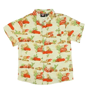 Disney Cars Hawaiian T-Shirt Boys' Button-Up Short Sleeve Woven Top