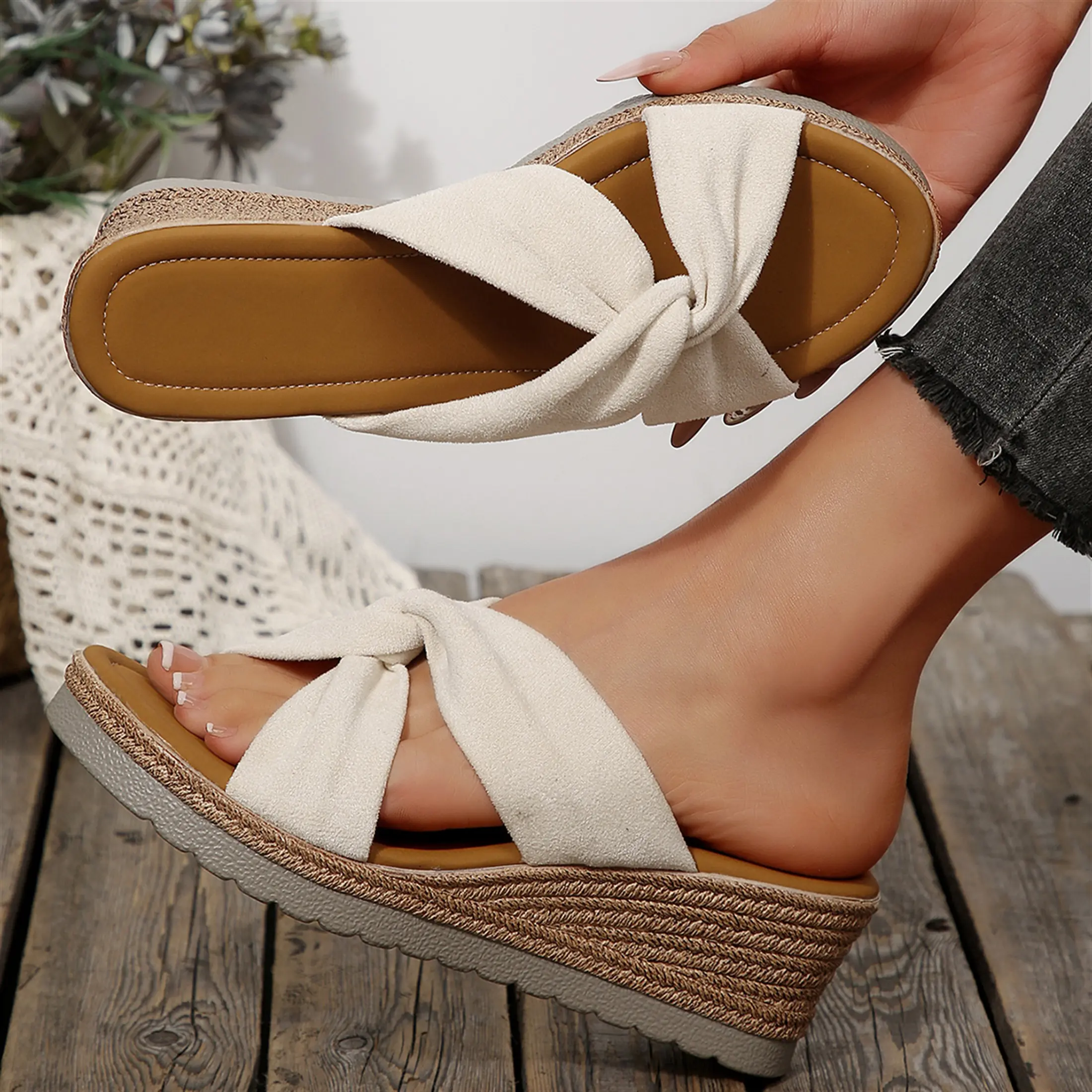 Womens Slip on Espadrilles Wedges Sandals Slides Platform Bow Open Toe Summer Dressy Mules Shoes Womens Slip on Espadrilles Wedges Sandals Slides Platform Bow Open Toe Summer Dressy Mules Shoes