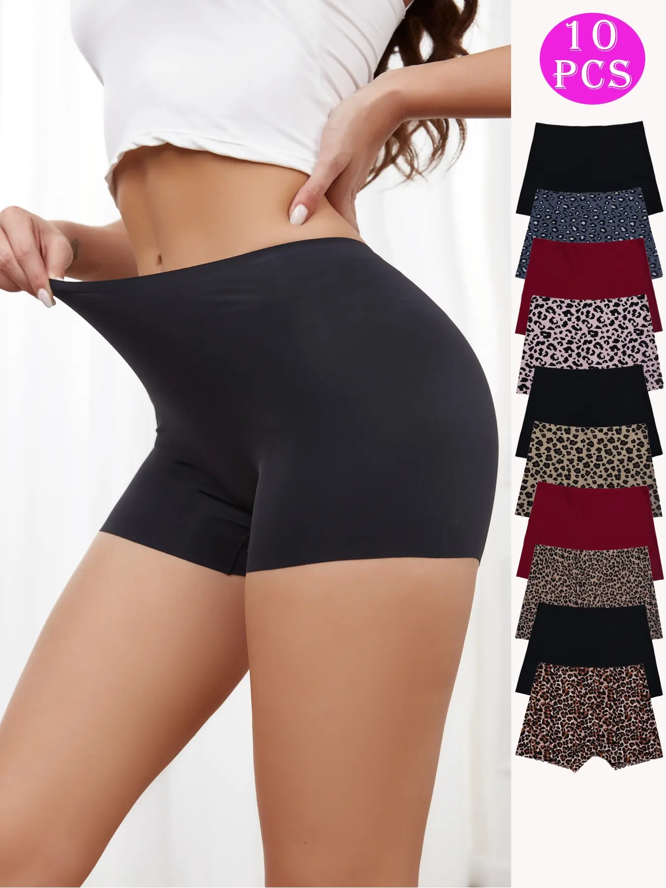 Women's Seamless Breathable Ice Silk Underwear Set, Seamless Slim Fit Fitted Mid-Waist Panties, Anti-Slip Design, All-Season Comfortable Lingerie, Smooth Underwear