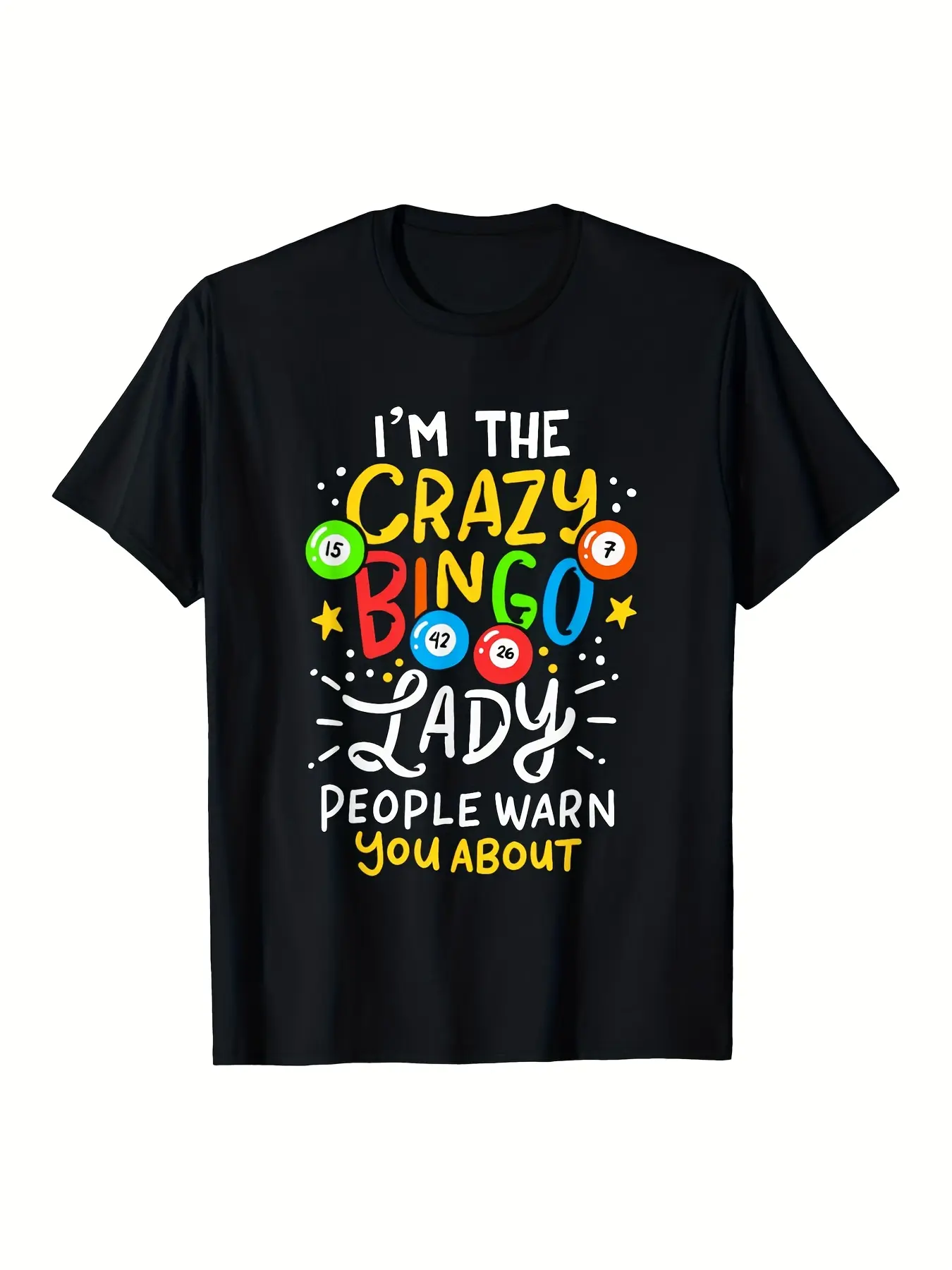 Men's Funny Bingo-Themed T-Shirt - _I'm the Crazy unisex soft cotton short sleeve t shirt, vintage graphic casual tee for men women teens, perfect birthday holiday gift for camping travel gym daily street  wear