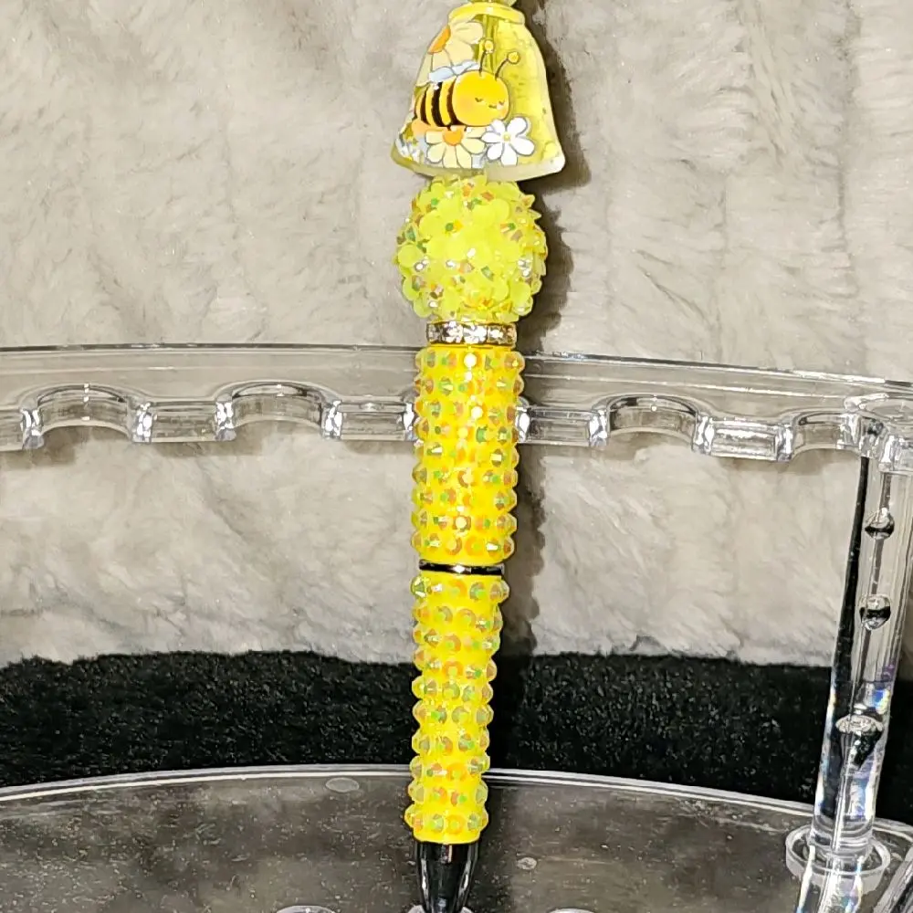 Bright Yellow Bee-Themed Ballpoint Pen, Cute Decorative Writing Tool for Daily Note-Taking