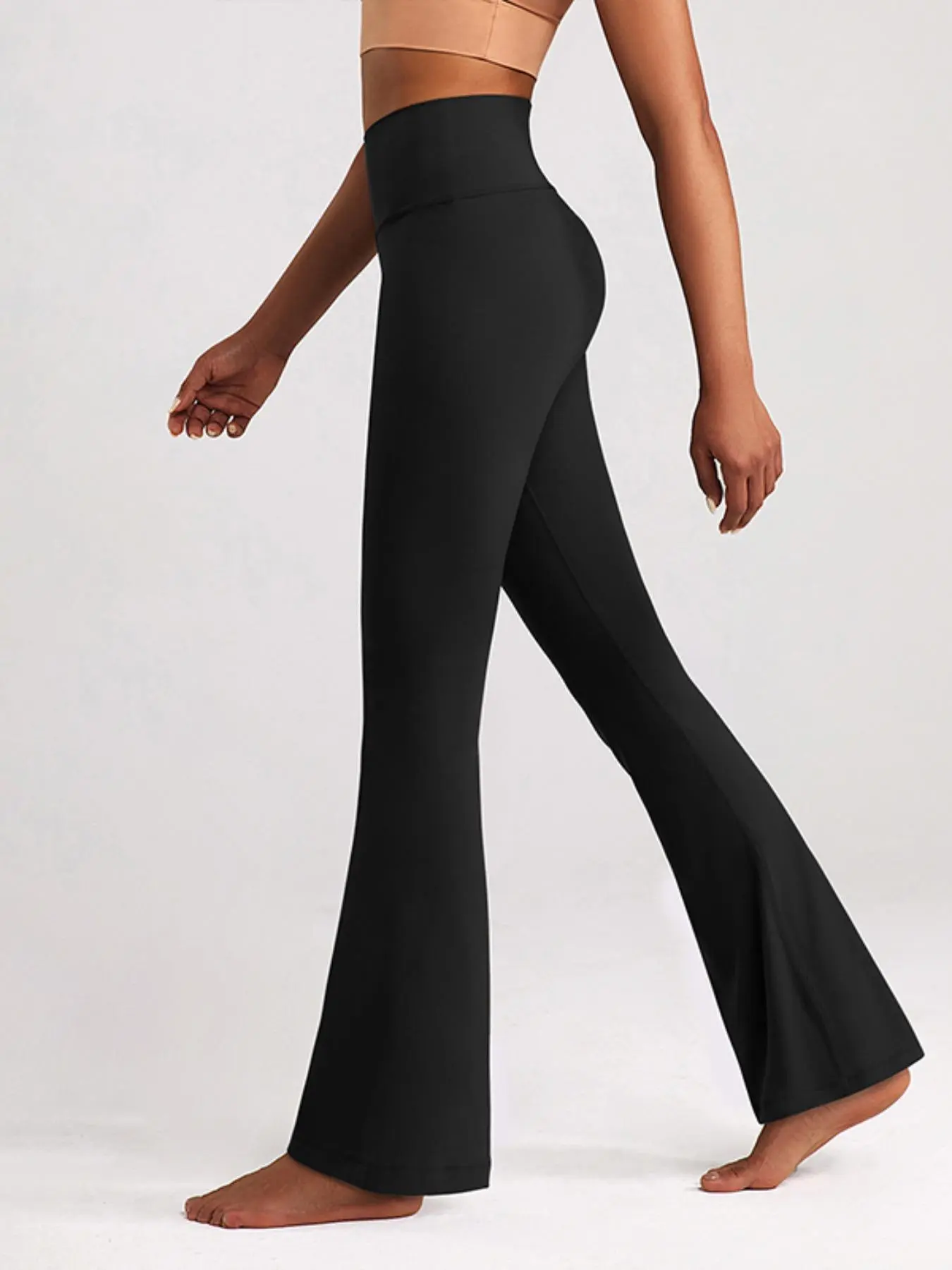 Women's Solid Flare Leg Sports Leggings, Sporty Comfy Breathable Bell Bottom Trousers for Yoga Gym Workout Running, Ladies Sportswear for All Seasons, Yoga Legging Pants, Gym Sportswear Bottoms, Yoga Activewear, Activewear For Fitness, Athletic Sportswear