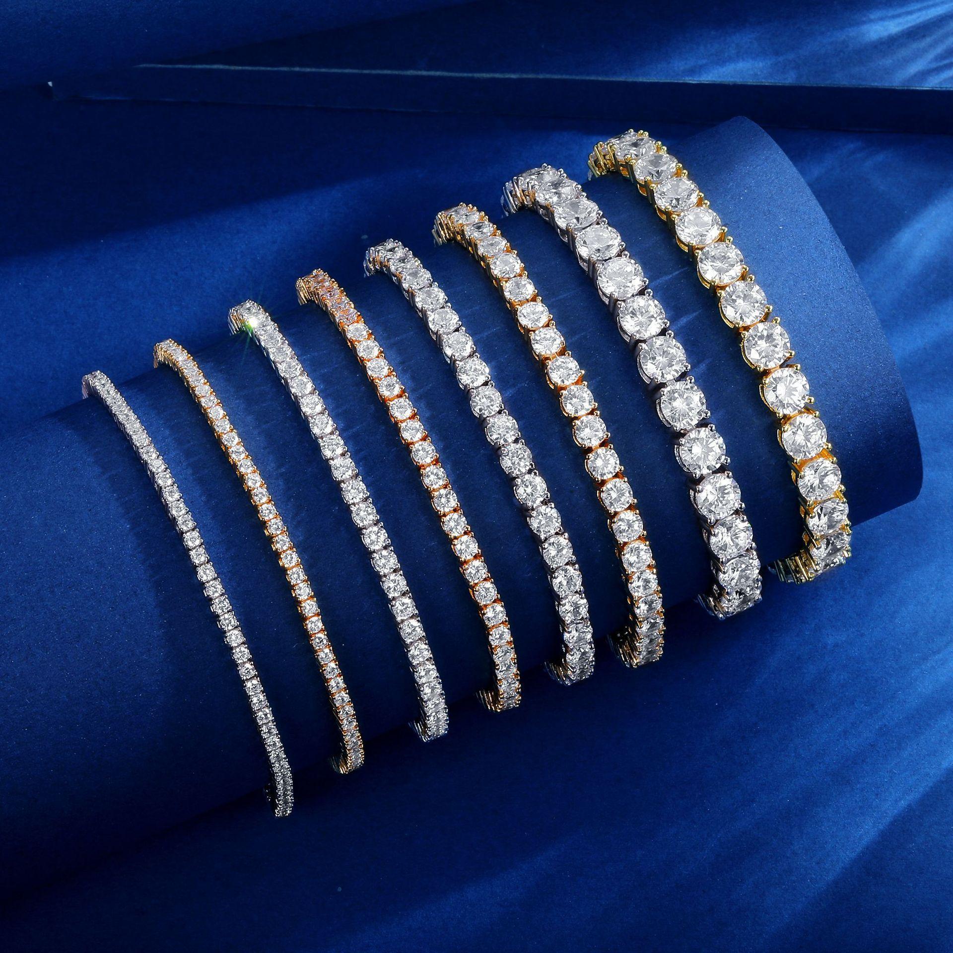 4mm 925 Sterling Silver Moissanite Bracelet 3mm D VVS1 Diamond with GRA for Women Sparkling Wedding Party Fine Jewelry