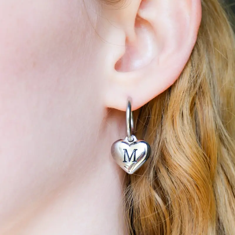 Initial Heart Earrings