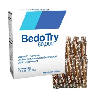 Bedo Try 50,000 Liquid Vitamin B Complex Choline 10 Ampoules - Supports Wellness