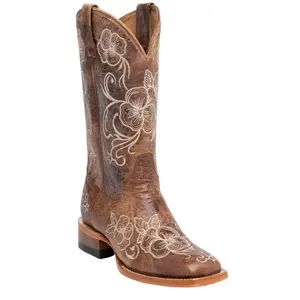Shyanne Women's Lasy Floral Embroidered Western Boot Broad Square Toe - Bbshysp20l4