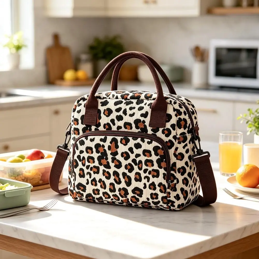 Insulated Thermal Lunch Tote Bag with Strawberry Print, Charming Look, Leakproof Seal, Thermal Fabric for Ladies’ Office Ready Use