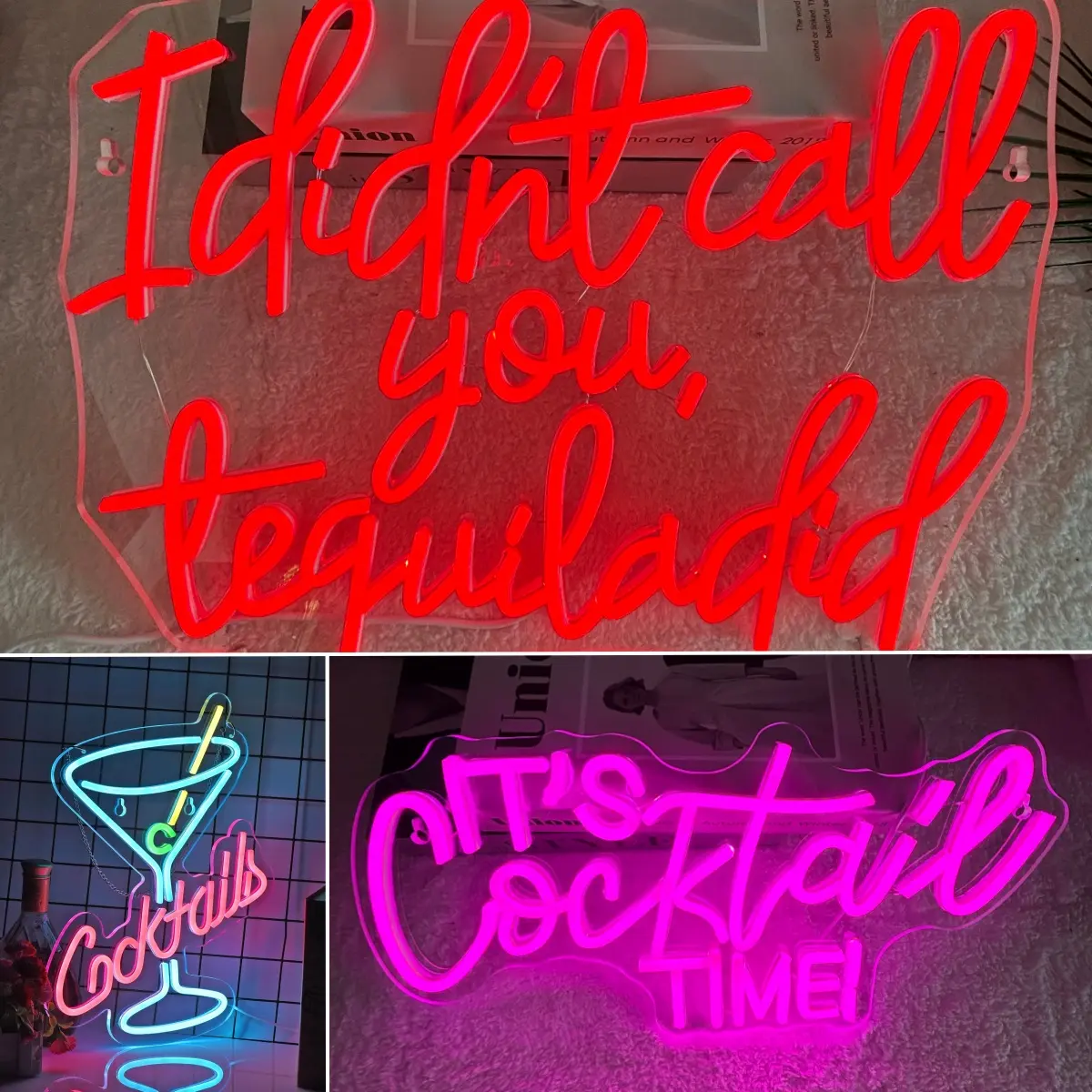 Tequila Cocktail Neon Lights, LED Neon with Dimmer Decorative Lighting, Decorative ambiance lighting, Colorful Neon Signs for Restaurants, Bars, Homes, Birthday Parties, Window Wall Hangings, Home Outdoor Indoor Decor, Unique Gifts