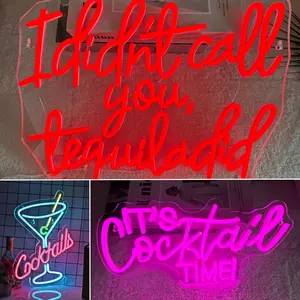 Tequila Cocktail Neon Lights, LED Neon with Dimmer Decorative Lighting, Decorative ambiance lighting, Colorful Neon Signs for Restaurants, Bars, Homes, Birthday Parties, Window Wall Hangings, Home Outdoor Indoor Decor, Unique Gifts