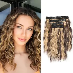 Dense Realistic 4-Piece Curly Wavy Wool Curls Hairpiece for Volume Boost One-Piece Extension Women's Hairpiece Suitable for Daily Use and Dates Four Colors Available
