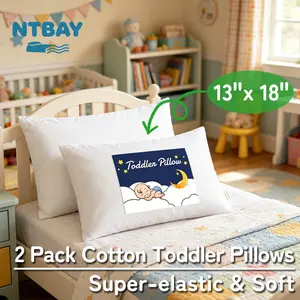 NTBAY 2 Pack Soft Cotton Down Alternative Toddler Pillows