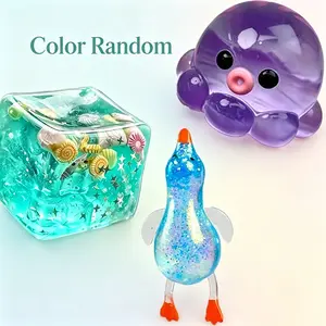 3 pieces of ocean+octopus+duck squeezing music combination, 3D cartoon ornaments with unlimited squeezing toys, classroom and office party gifts, birthday gifts, school prizes, perfect for relieving stress and creating a summer atmosphere