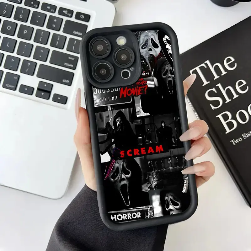 Horror Scream Collage 1.2mm Durable Soft TPU Smartphone Cover - Shockproof, Anti-Scratch Cellphone Accessory for iPhone 13-17 Pro Max, Silicone-Enhanced Protective Casing