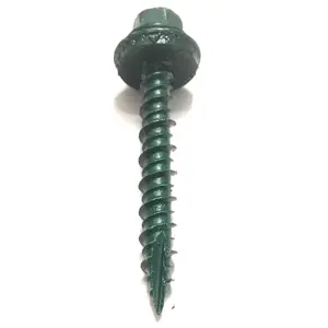 212 MAIN Corrosion-Resistant V-Neck Head Metal-to-Wood Self-Drilling Roofing Screws, 10x1.5 in Green, with Pro-Stick Bit, for Sailing Roof Fastening (LB Quantity)