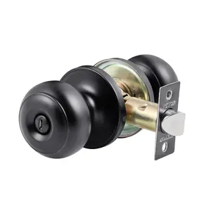VEVOR 6 Pack Black Door Knobs, Privacy Door Knob with Round Ball, Keyless Exterior Thumb Turn Lock Interior, All Metal Doorknobs Hardware, Matte Black Modern Design for Bedroom Bathroom