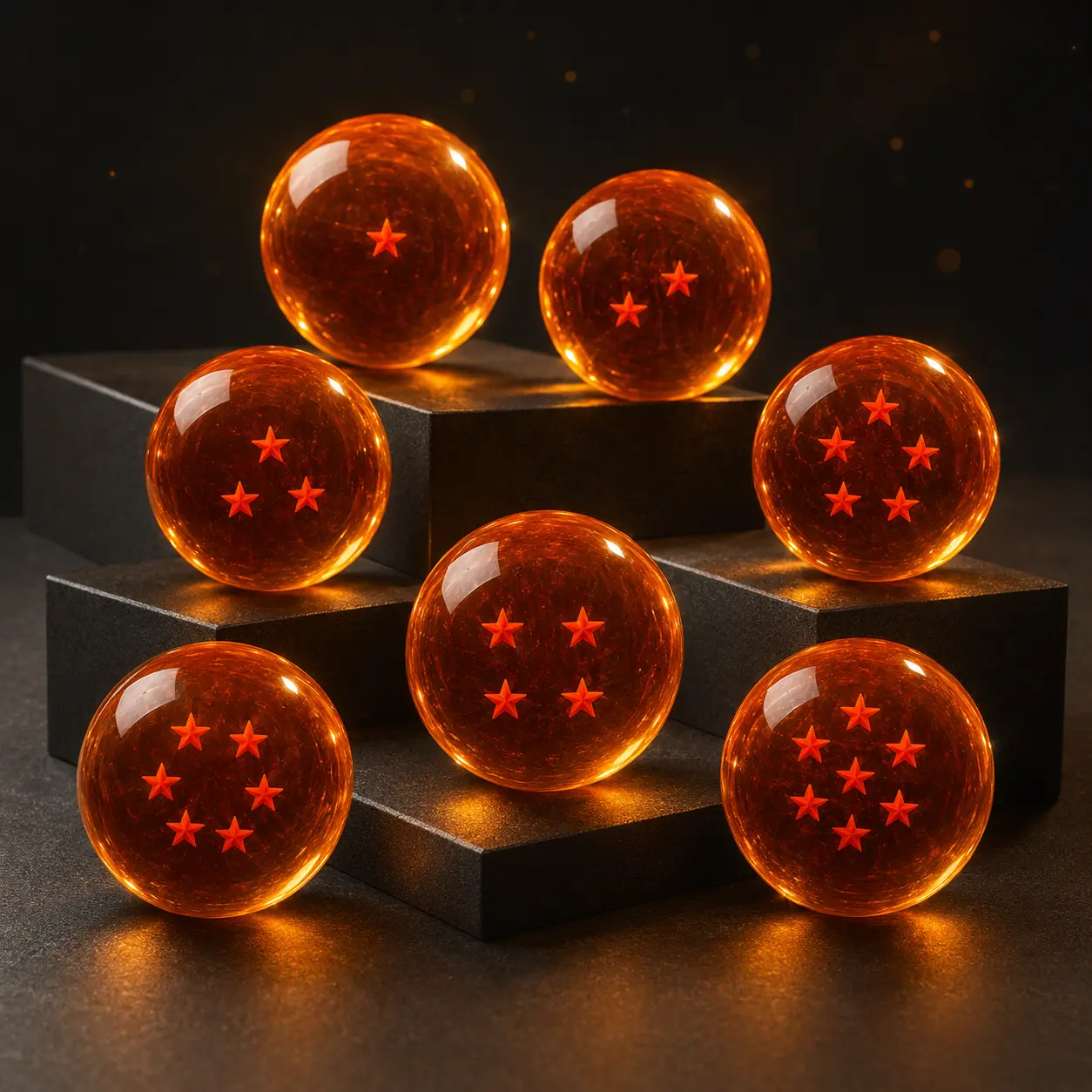 7-Piece DBZ 7-Star Crystal Ball Set - 4.3cm Anime Inspired Collectible, Home Decor for Gaming Setups & Bedroom, Luxury Gift Box Included for Anime Fans (Building Compatible)