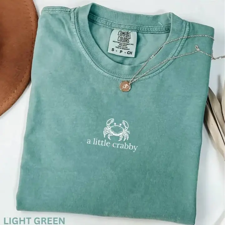 Comfort Colors A Little Crabby Tshirt, Minimalist Beach T-shirt, Funny Meme T-shirt, Summer Aesthetic Tee, Funny Beach Tshirt, Coastal T-shirt