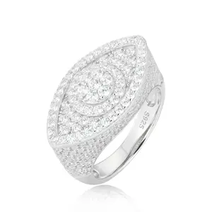 【#R427 】Evil Eye Ring UCCIYO S925 Sterling Silver Synthetic Moissanite Ring for Women Men Hip Hop Jewelry Gift