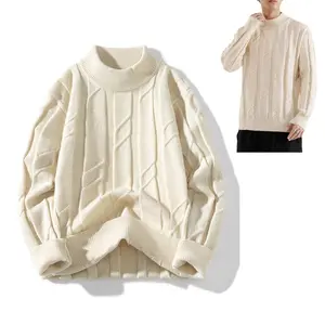 Relaxed-Fit Mock Neck Casual Sweater – Textured Cable Knit Daily Top