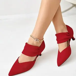 Womens Low Kitten Heel Dress Shoes Pointed Toe Slip on Ankle Strap Cutout Elegant Party Wedding Pumps