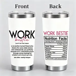 Work Bestie Gifts for Women Friend Friendship Gift for Coworker Leaving - Unique Present Ideas for Going Away, Goodbye, Farewell Party – 20oz Insulated Stainless Steel Drinkware Tumbler Flasks