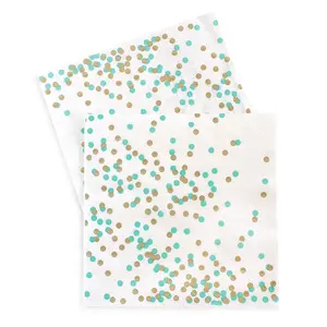 Mint Confetti Napkins - Stylish Mint & Gold Design, 20-Pack, 3-Ply, 13in x 13in