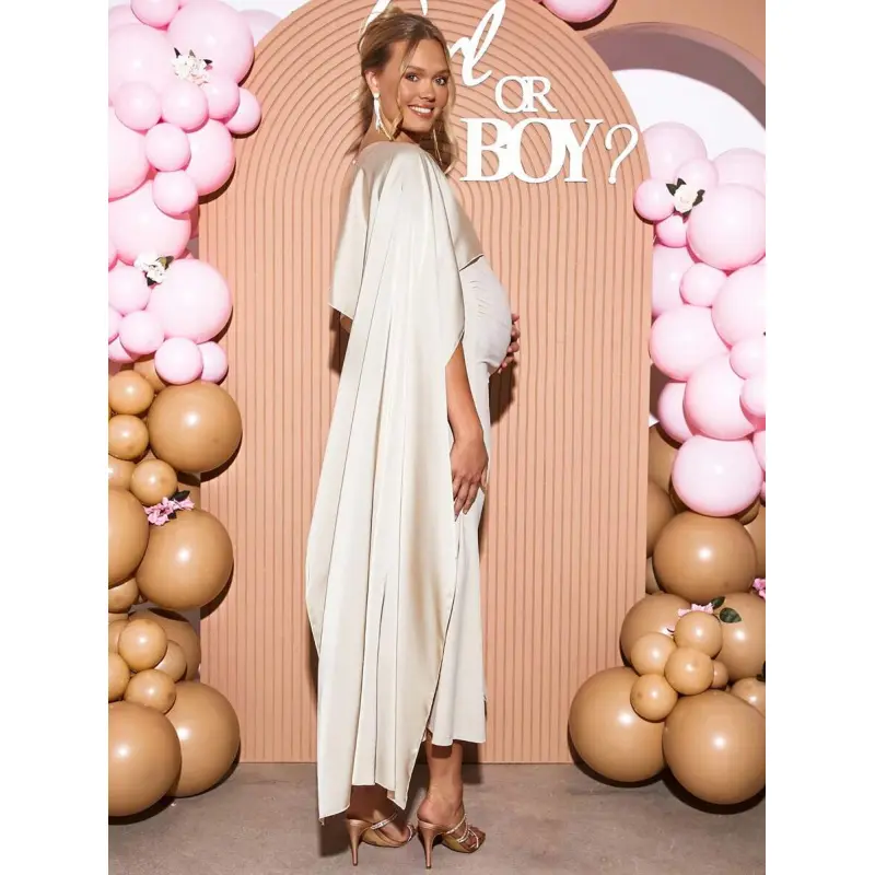 Elegant Maternity Party Solid Color Cape Sleeve Dress Gender Reveal Dress Maternity Dress Baby Shower Dress Elegant Maternity Party Solid Color Cape Sleeve Dress Gender Reveal Dress Maternity Dress Baby Shower Dress